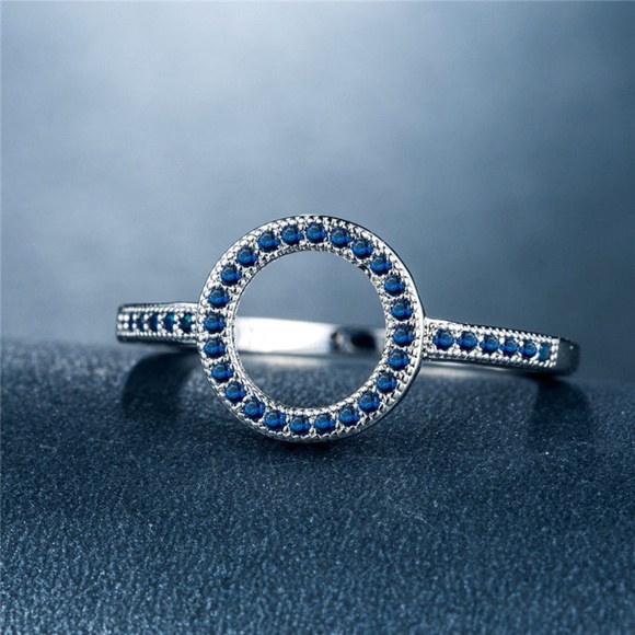 Huian Jewelry - 925 Silver Wedding Ring Blue Sapphire Ring New